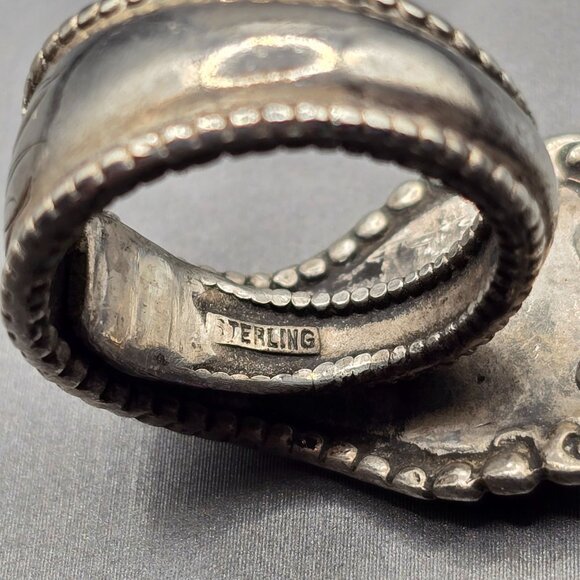 Antique 1908 Sterling Silver Spoon Ring Size 6 Floral 13.02g Flatware Jewelry - Picture 7 of 11